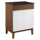 Modway Render 24" Bathroom Vanity - White/Walnut/Black-Mid-Century Modern Style
