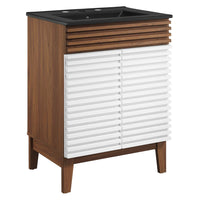 Modway Render 24" Bathroom Vanity - White/Walnut/Black-Mid-Century Modern Style