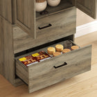 HOMCOM 67" H Tall Kitchen Pantry Cabinet with Adjustable Shelves - Coffee Brown-Colour: Grey Brown 