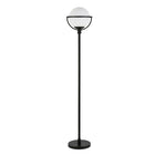 Hudson&Canal Cieonna Globe & Stem Floor Lamp with Glass Shade - Blackened Bronze/White-Glam design for your living room, office space, bedroom, or reading nook