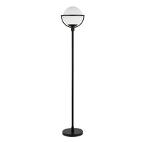 Hudson&Canal Cieonna Globe & Stem Floor Lamp with Glass Shade - Blackened Bronze/White-Glam design for your living room, office space, bedroom, or reading nook
