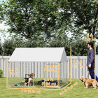 PawHut Outdoor Dog Kennel with Cover - 7' x 5.9' x 5.1' - Silver-Provides 41 sq. ft (3.8 m²) play and relaxation area 