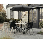 Flash Furniture Nantucket 6-Piece Patio Garden Set with Table, Umbrella & 4 Folding Chairs - Black-Designed for Outdoor Use