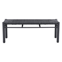 Zuo Iska Bench - Black-Weather resistant faux wood aluminum frame with synthetic rattan weave
