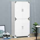 HOMCOM 63" H Rustic Style Storage Cabinet with 4 Shelves - White-Pure white with vintage metal hardware evokes a rustic charm 