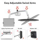 ShoppingAll 2-in-1 Monitor & Laptop or Dual Monitor Arm for 15-32" Monitors & 12-17" Laptop - Silver-The center pole with 17.3" / 44cm measured length and the arms can be flipped for further height adjustments of up to 21.6" / 55cm.