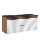 Modway Render 48" Wall-Mount Bathroom Vanity - White/Walnut/Black-Mid-Century Modern Vanity