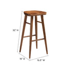 Modway Saville Backless Wood Bar Stools - Walnut - Set of 2-Contoured Saddle Seat