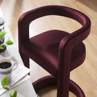 Modway Winslow Performance Velvet Counter Stool - Mulberry-Stainless Steel Footrest