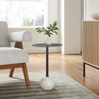 Modway Aliza Round White Marble Side Table - White Black-Versatile Accent Table