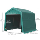 Outsunny Garden Heavy Duty Bike Storage Shed - 7.9' x 6.6' - Green-Integrated cover design offers a snug fit and stability 