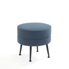 Manhattan Comfort Bailey 18.11" Mid-Century Modern Polyester Blend Upholstered Ottoman - Blue with Black Legs-30 Day Limited Manufacturer's Warranty