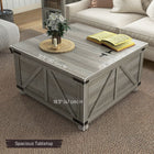 HOMCOM Coffee Table with Flip Top Hidden Storage - Distressed Grey-Metal hinges for smooth opening and closing