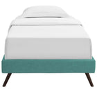 Modway Loryn Fabric Twin Bed Frame with Round Splayed Legs - Teal-Non-Marking Foot Glides