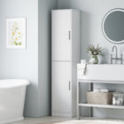 HOMCOM Slim Tall Bathroom Floor Cabinet with Shelves - White-Slim and tall design fits perfectly in narrow spaces, maximizing vertical storage