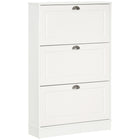 HOMCOM Narrow Shoe Cabinet with 3 Flip Drawers for Entryway - White-Three flip drawers hold up to 20 pairs of shoes