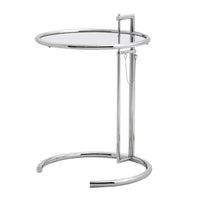 Plata Import Eileen Grey 20"H Round Side Table with Glass Top - Silver-Crafted in polished silver 