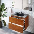 Modway Scenic 30" Wall-Mount Bathroom Vanity - Cherry/Black-Drywall Friendly Mounting Cleat