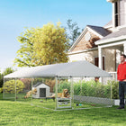 PawHut Outdoor Dog Run with Adjustable Rotating Bowls - 19.7' x 7.5' x 5.2' - Silver-Escape-proof lock keeps your dog securely contained 