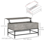 HOMCOM Lift Top Coffee Table with Hidden Storage Compartment - Grey-Spacious tabletop can display lots of decorations