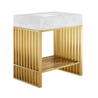 Modway Gridiron 30" Bathroom Vanity - White/Gold-Modern Bathroom Vanity