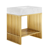 Modway Gridiron 30" Bathroom Vanity - White/Gold-Modern Bathroom Vanity