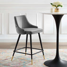 Modway Adorn Performance Velvet Counter Stool - Gray-Performance Velvet Polyester Upholstery