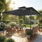 Outsunny 10 ft W x 10 ft L Gazebo - So ft L Top Garden Gazebo with 2-Tier Roof - Dark Grey-Double-tier roof improves airflow for comfortable outdoor conditions