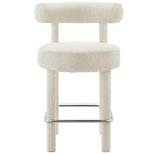Modway Toulouse Boucle Fabric Counter Stool - Ivory Silver-7