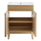 Modway Render 24" Bathroom Vanity - Oak/White-Dual Soft-Close Doors