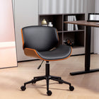 HOMCOM Mid-Century Modern Desk Chair with Wheels and No Arms-Body-hugging curve design cradles the body for comfort