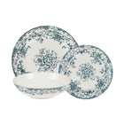 Casa Domani Rosetta Antique 12-Piece Dinner Set - Blue-Made of Porcelain with decals to enhance intricate detailing.