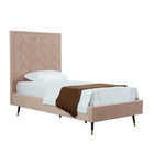 Manhattan Comfort Crosby 81.1" Modern Velvet Upholstered Twin-Size Bed - Nude-Home Assembly Required. All Hardware Included