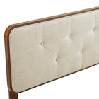 Modway Collins Tufted Fabric and Wood King Headboard - Walnut Beige-Button Tufted