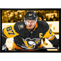 Sidney Crosby Pittsburgh Penguins Face-off Close-up - Framed Canvas - 31" x 22"-Premium canvas print with gallery-wrapped edges