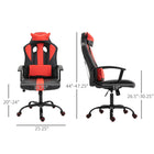 HOMCOM High Back Racecar Style Gaming Office Chair with Swivel and Lumbar Support - Red-Smooth universal casters provide increased comfort and mobility