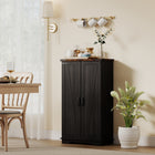 HOMCOM 41" H Kitchen Pantry Cabinet with Adjustable Shelves - Black-Melamine faced particleboard ensures easy cleaning 