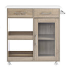 Modway Culinary Kitchen Cart With Towel Bar - Oak White-Assembly Required