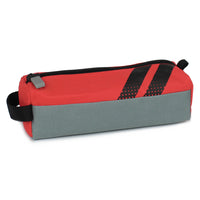 Fashion Stationery Sporty Pencil Case with Handle - 8.27" L x 2.76" W x 2.56" H - Red/Grey-Ideal for holding pens, pencils and small accessories