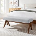 Modway Lyra 47" Fabric Upholstered Bench - Light Grey-Padded Seat