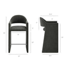 Modway Talia 41" Upholstered Fabric Bar Stool - Charcoal-Curved Back Barrel Design