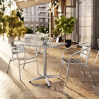 Flash Furniture 27.5" Square Aluminum Indoor-Outdoor Table Set with 2 Slat Back Chairs-Set Includes Table and 2 Chairs