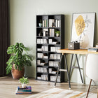 HOMCOM Double Media Cabinet, 9-Tier DVD Shelf with 18 Compartments - Black-Anti-tipping straps to fix to a wall