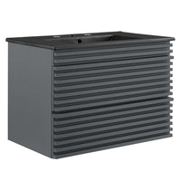 Modway Render 30" Wall-Mount Bathroom Vanity - Grey/Black-Mid-Century Modern Vanity