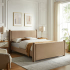 Modway Rael Performance Velvet Full Platform Bed - Taupe-Wood Slat Support System