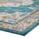Modway Success Anisah Distressed Floral Vintage Medallion Area Rug - 5 ft W x 8 ft L - Blue Ivory Yellow Orange-High-Density / Machine-Woven