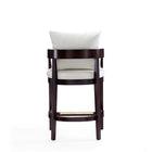 Manhattan Comfort Ritz 22" Mid-Century Modern Faux Leather Upholstered Counter Stool - Ivory and Dark Walnut - 2 Pack-22" L x 20" W x 34" H