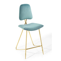 Modway Ponder Performance Velvet Bar Stool - Sea Blue-Performance Velvet Polyester Upholstery