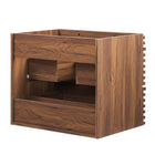 Modway Render 24" Wall-Mount Bathroom Vanity Cabinet - Walnut-Full-Extension Drawers