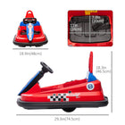 Aosom Kids 6V Battery Powered 360° Rotation Bumper Car with Music, Horn and Lights - Red-Light-up strips enhance appearance 